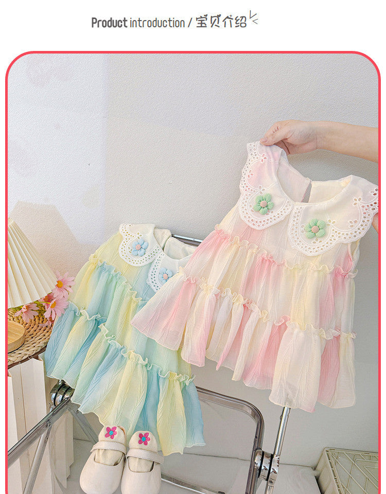 Baby girl summer new dress  new fashion gradient sweet princess style dress girls summer outfit