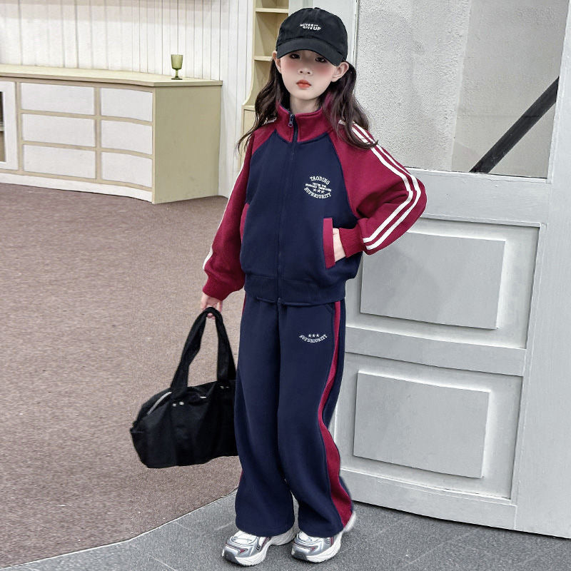 Girls' spring/autumn fashion set - stylish  new kids' activewear - casual class uniforms for older girls - trendy and cool