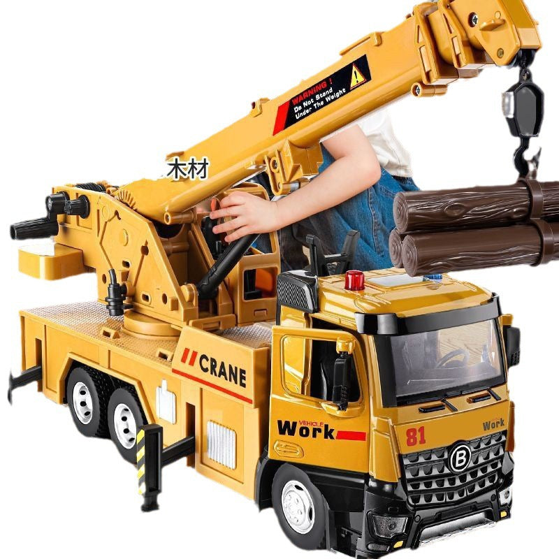Large crane toy construction vehicle model ornament boy crane children's simulation alloy with sound and light gift wholesale