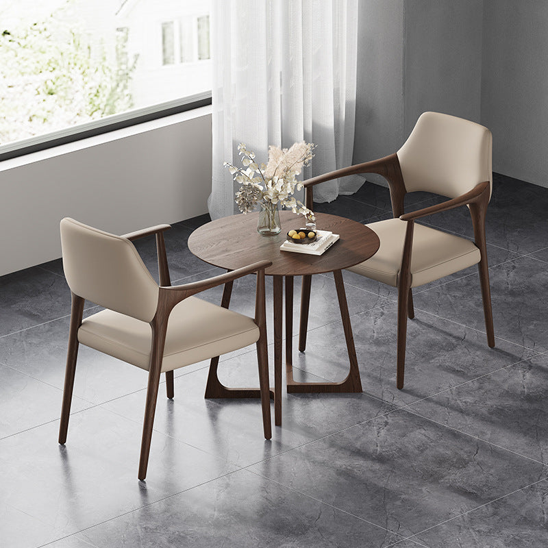 Italian normcore backrest chair scandinavian solid wood leather art negotiation chair designer style for home house study dining room dining chair