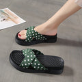 Polka dot sandals women's ins trend 2023 summer korean style fashionable outdoor wear thick sole crossover beach slippers non-slip