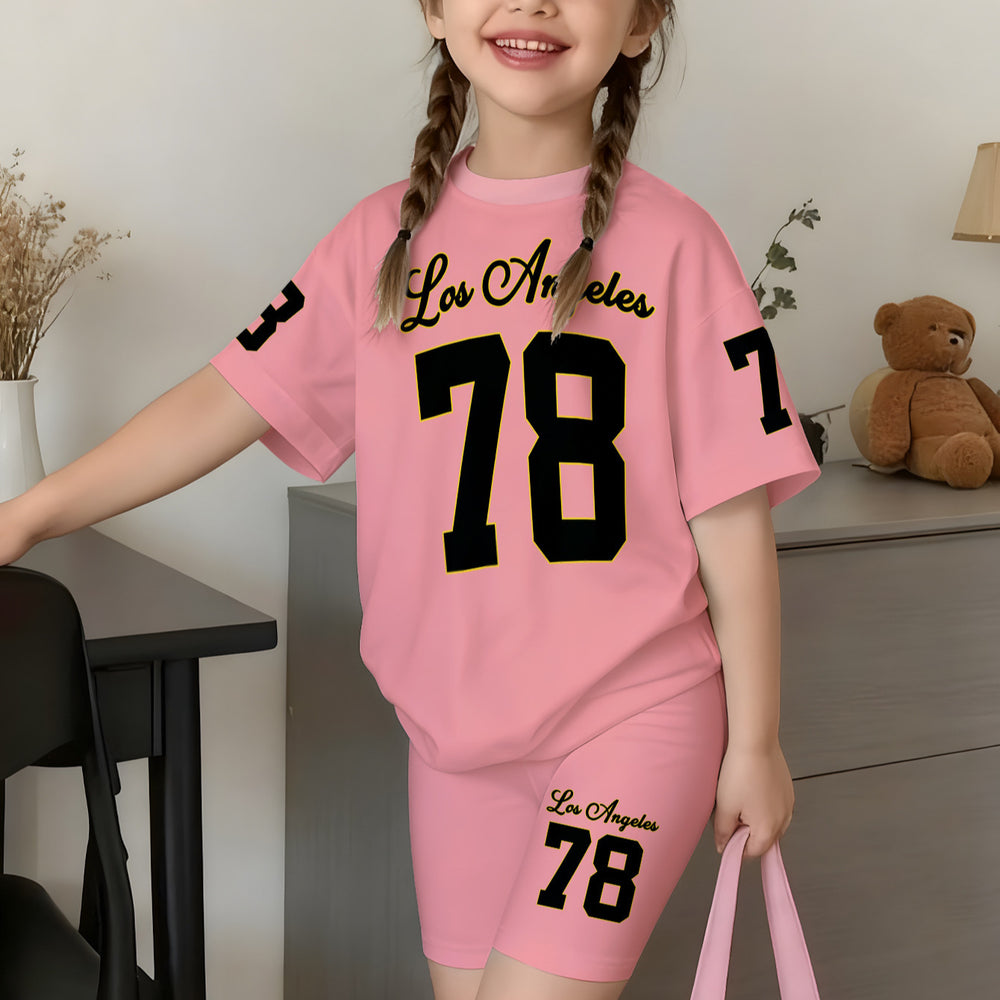 wholesale girls' short-sleeve and shorts sets, fashionable spring, summer, and autumn outfits for girls