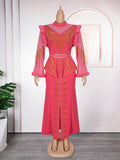 african women's clothing long sleevesfashionfashionplus size trailing dress bridesmaid  heavy industry hot diamond dress