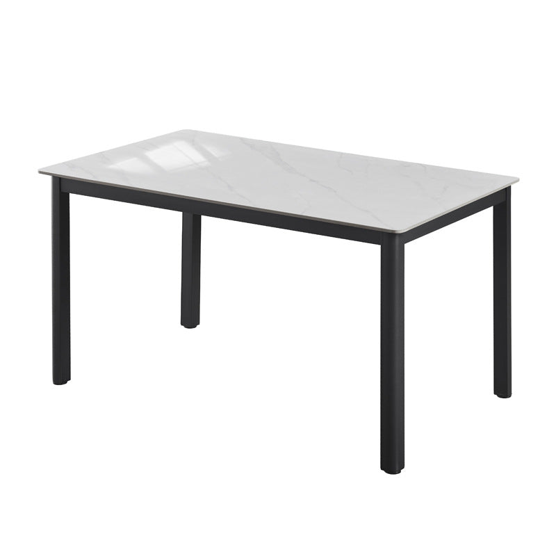 Modern minimalist sintered stone dining table, rectangular dining table for home use, small apartment minimalist dining table with fan-shaped legs