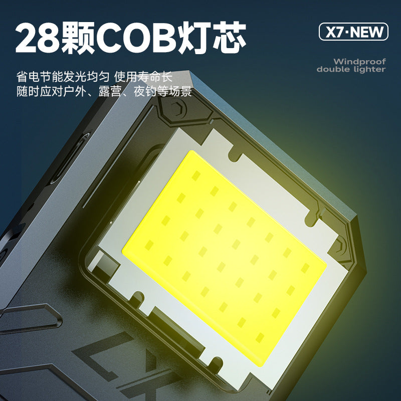 Cross-border multifunctional electric heating wire lighter with side light flashlight outdoor portable mini rechargeable windproof lighter