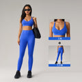 European and american style women's yoga outfit set: push-up sports bra with beautiful back design, barely-there feel, high-waisted peach lift leggings, two-piece set