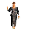 supply, hot-selling in africa, v-neck, hot diamond beads, bubble mesh sleeves, waist-length skirt, slit dress