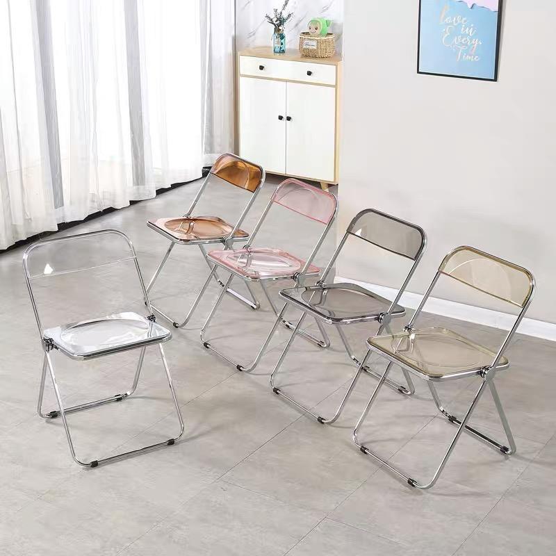 Custom acrylic dining chair - premium foldable outdoor leisure plastic backrest chair for cross-border export