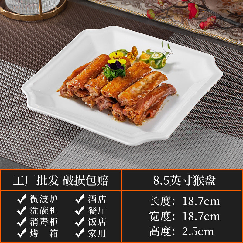 High-end ceramic pure cabbage plate, special-shaped asymmetrical cold dish plate, stir-fry plate, tableware for restaurants and hotels