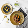 Gold-trimmed ceramic dinnerware: western steak plates, sushi rectangular dishes, hotel gold-edged buffet plates - wholesale