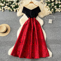 French style women's evening gown 2025 new collection - high-end one-shoulder patchwork waist-defining jacquard a-line maxi dress