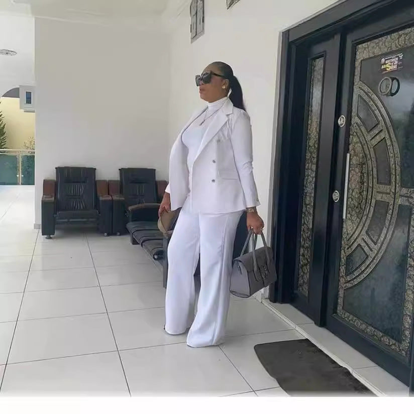 Special offer: cross-border white long-sleeved pantsuit - stylish, chic, and versatile for work or play
