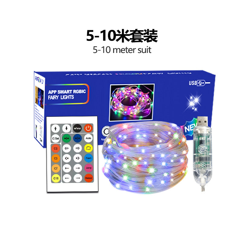 USB Symphony Leather Line Light Voice-activated String Light Bluetooth APP Intelligent Point Control RGB Atmosphere Christmas Tree Christmas Light