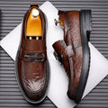 Business formal leather shoes for men live broadcast hand-grabbed patterned feet british slip-on casual groom wedding suit shoes