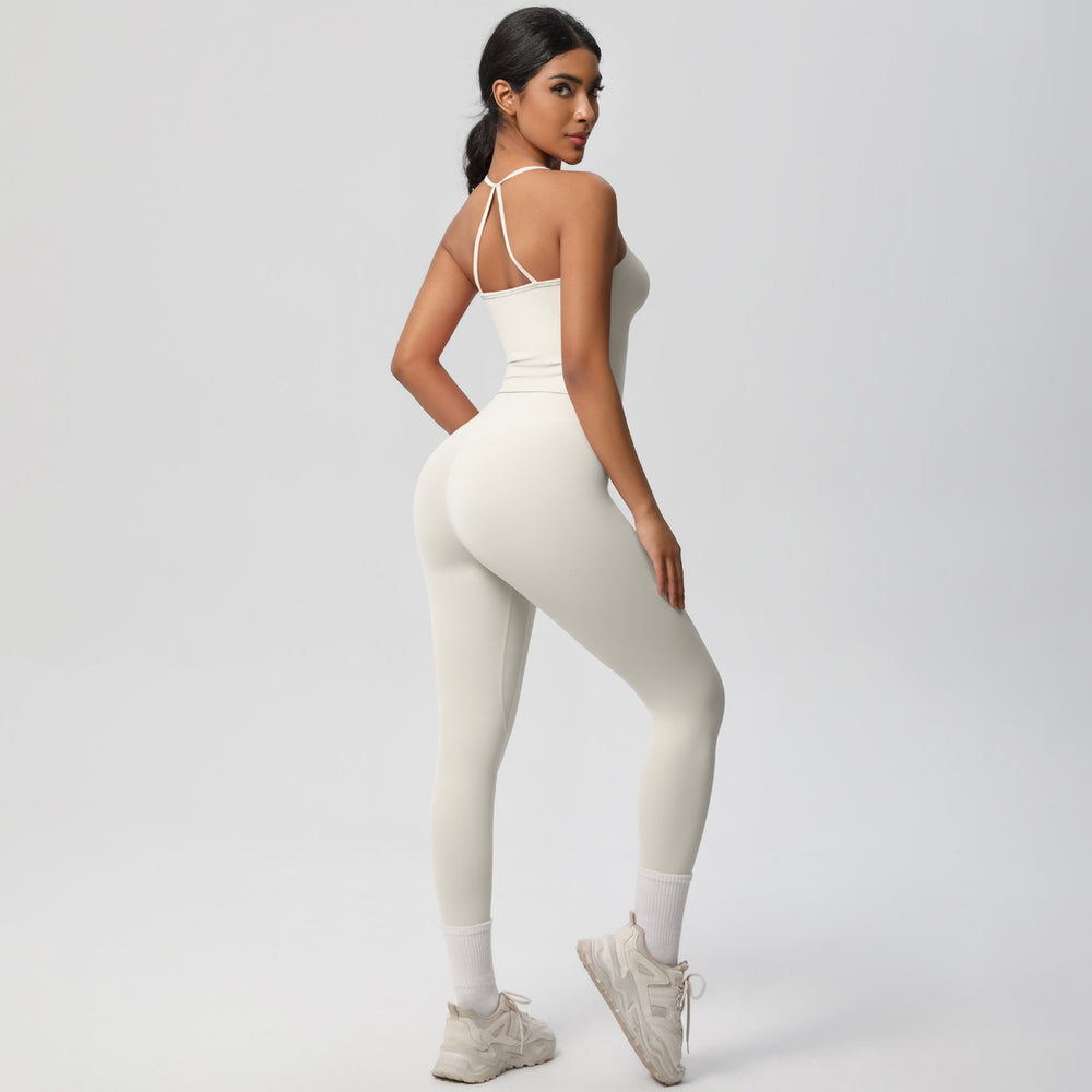 European and american nylon brushed quick-dry yoga outfit sexy backless tight sports bra set outdoor running fitness apparel