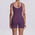 new arrival: double-sided brushed fleece color block compression yoga set - breathable, cross-back design, perfect for running and fitness (two-piece set)