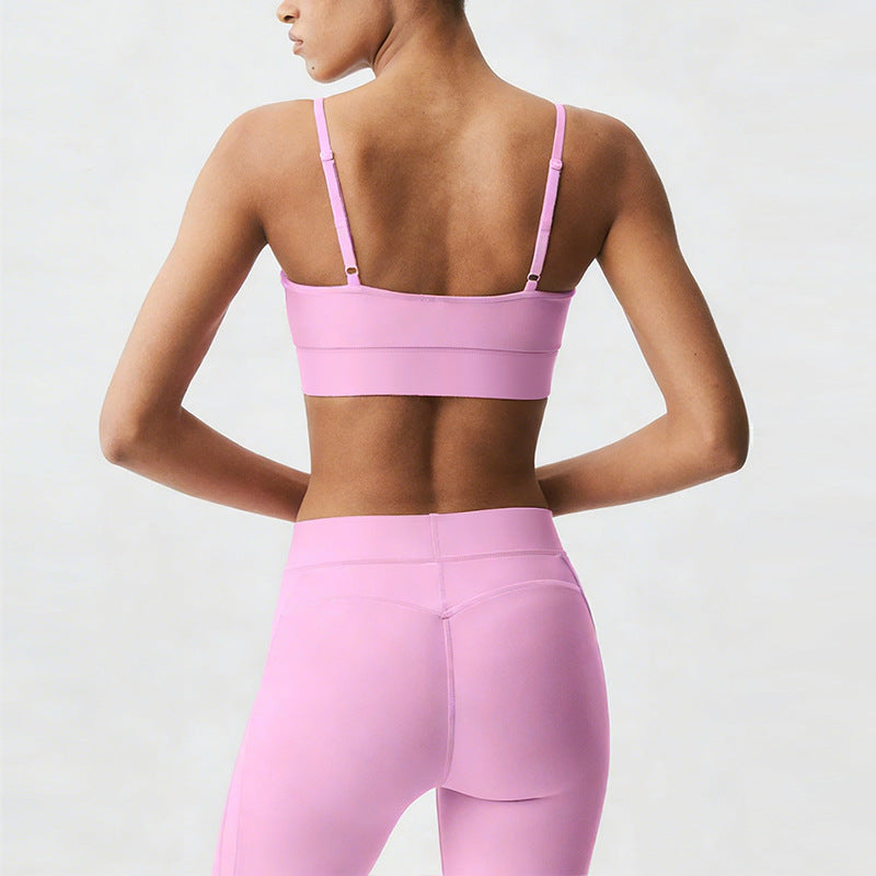 new arrival yoga clothes high waist hip lift tummy control slimming look sling beautiful back running sports intimates bra suit for women