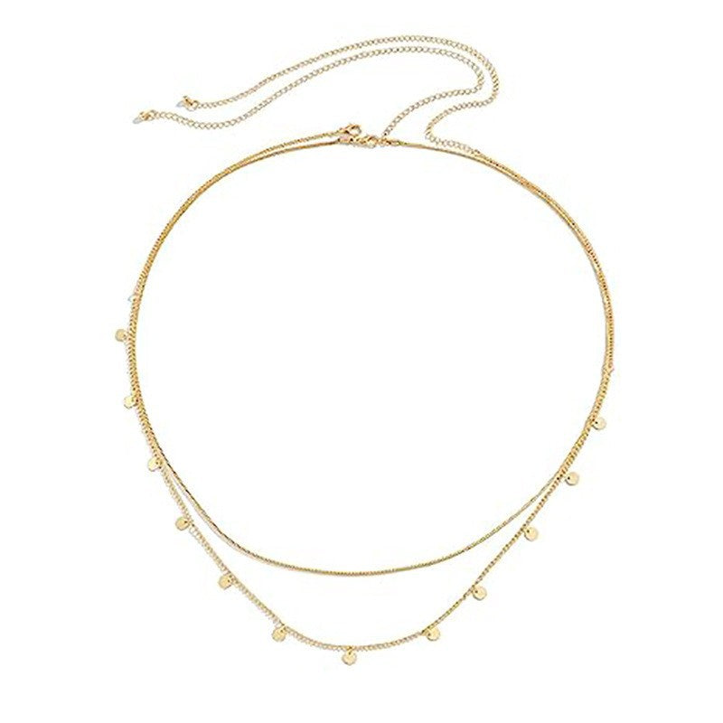 European and american cross-border new navel chain multi-layer waist chain bikini body chain disc tassel simple fashion jewelry