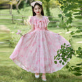 Girls' summer new collection dress - chiffon princess style, floral print beach dress for kids