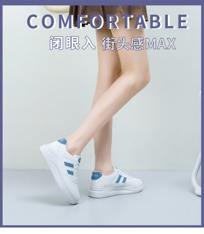 2025 spring new women's white sneakers - versatile chunky sole, korean style, ins & harajuku inspired, athletic skate shoes for students