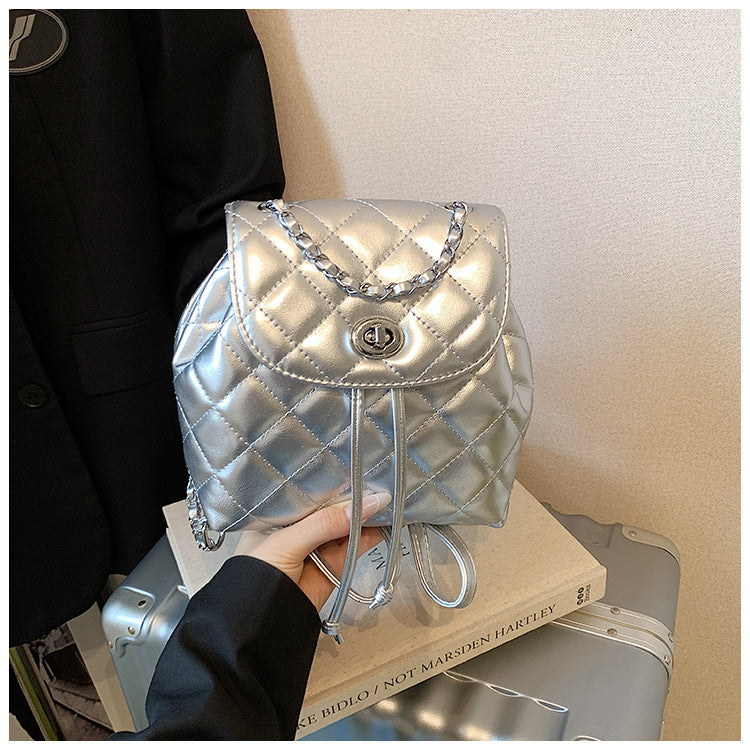 Designer argyle chain backpack - 2026 spring new arrival bucket bag - premium quality fashion commuter bag for women