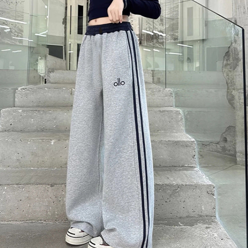 girls' pants: spring/autumn sweatpants, kids' straight-leg autumn fashionable sports pants, girls' wide-leg pants for older children