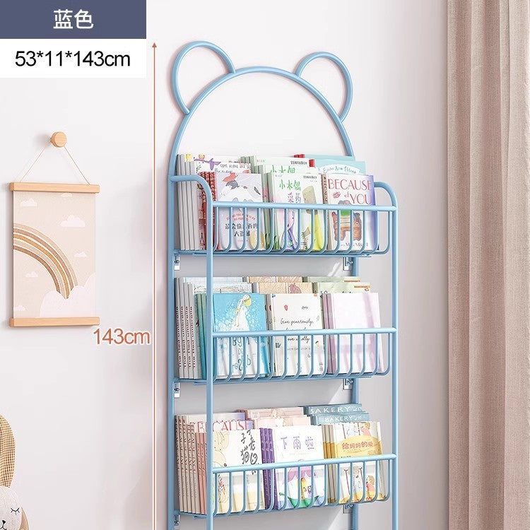 Behind the door shelf wrought iron ultra-thin bookshelf floor-to-ceiling children's simple extremely narrow crack wall wall hanging household storage cabinet