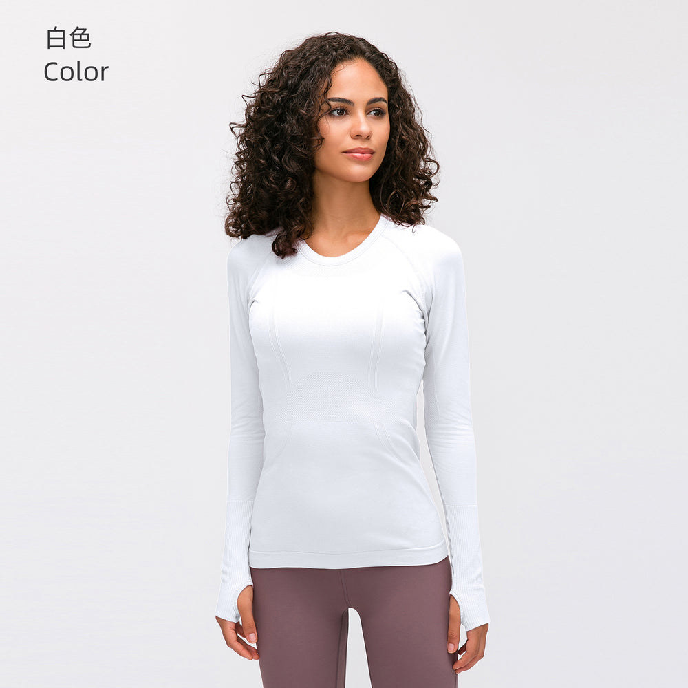 D19083: diqian apparel new seamless yoga top - women's long sleeve activewear for running, comfort, breathability, and fitness