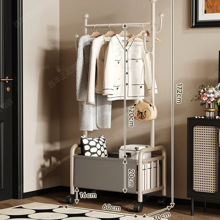 Popular floor-to-ceiling drying rack, multi-functional clothes hanging rod, indoor bedroom removable storage bedside coat rack