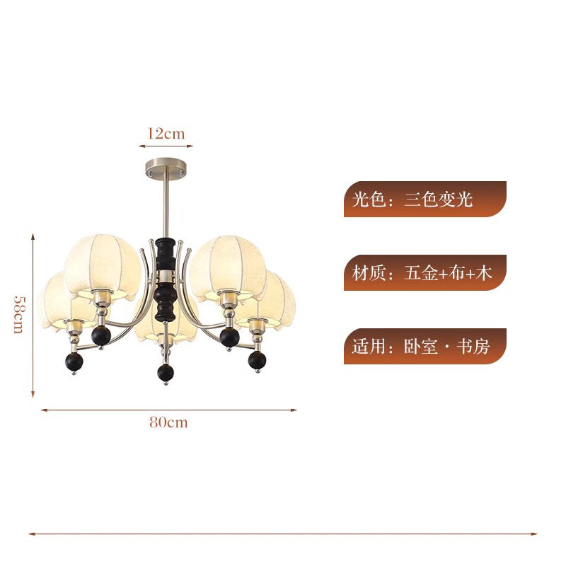 [Strict selection] American retro chandelier medieval Nanyang style advanced sense solid wood wabi-sabi living room study fabric lamps