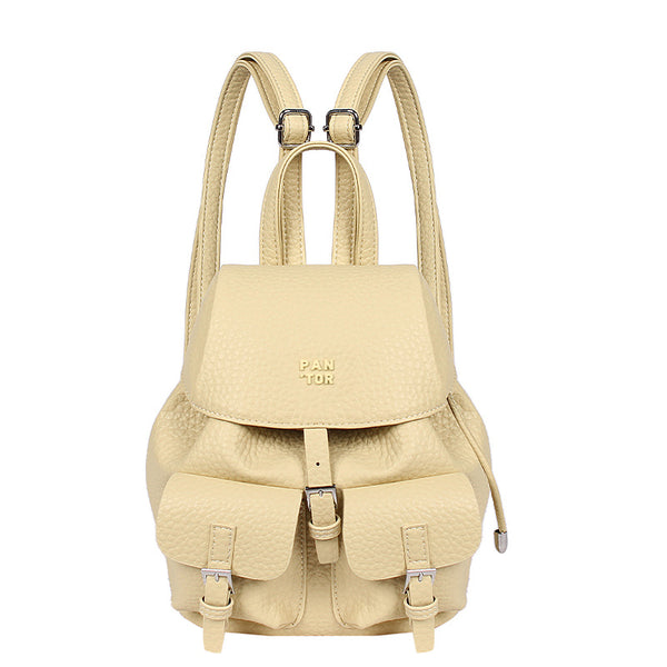 Wholesale  high-end soft leather women's small backpack 2025 new lychee pattern niche leisure travel backpack