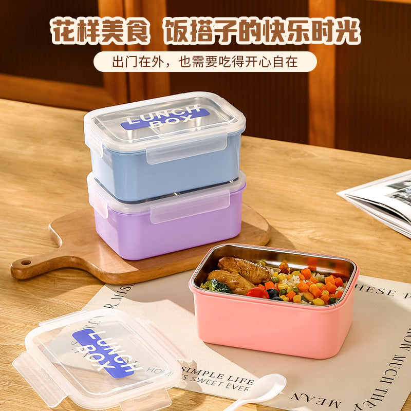 student lunch box office worker 304 stainless steel compartment lunch box portable single-layer stainless steel lunch box