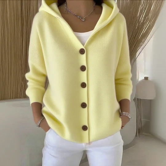 fashion autumn winternew arrivalhoodedknittingcardigan women's pure colorcasualfashionsweateroutwear women