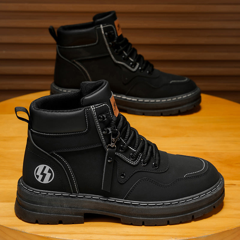 Boots men's spring 2025new arrivalabrasion resistant men's shoes workwear boots men's british style casual shoes rhubarb boots trendy shoes