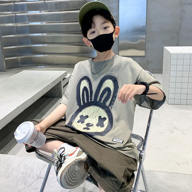 Boys' short-sleeve t-shirt and shorts set - summer  new collection - trendy summer clothing for older boys - kids' summer outfits - children's tops