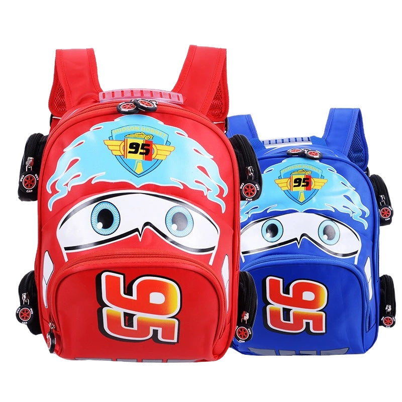 New wholesale children's car backpack, perfect for elementary school boys. features a cartoon design, suitable for grades 1-6. waterproof, wear-resistant, and ideal for kindergarten