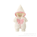 Newborn baby winter clothes: thickened romper for baby girls, perfect for outdoor wear, full month celebration, warm cotton-padded jumpsuit, newborn winter outfit
