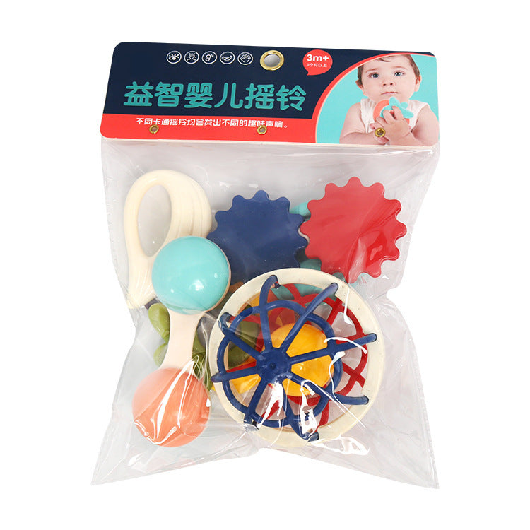 Baby rattle 6-piece set Baby educational soothing toy Toothpaste soft glue hand rattle 3-12 months newborn