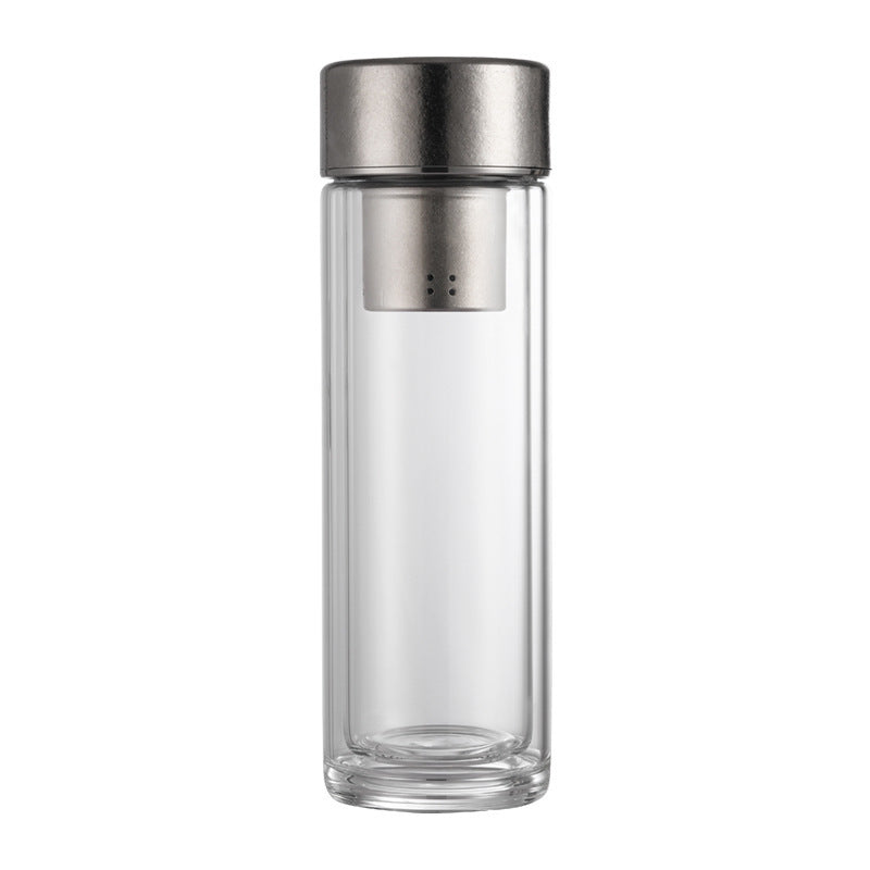 Pure titanium antibacterial magnetic cup tea water separation cup magnetic elastic tea cup double-layer glass car water cup tea cup gift box