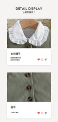 girlsuit doll collar long sleevesshirt light gray corduroy vest skirt kids three-piece suit