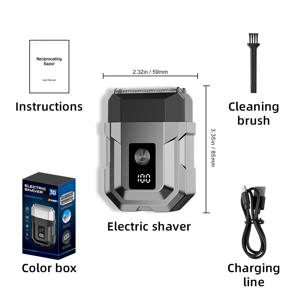 New triple-blade reciprocating shaver - portable, waterproof, men's beard trimmer, car electric razor