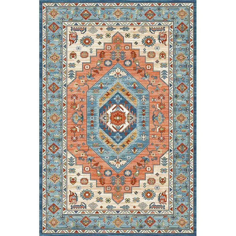 retro ethnic moroccan faux cashmere rug - durable, stain-resistant, perfect for living room coffee tables, bedroom bedside, and more