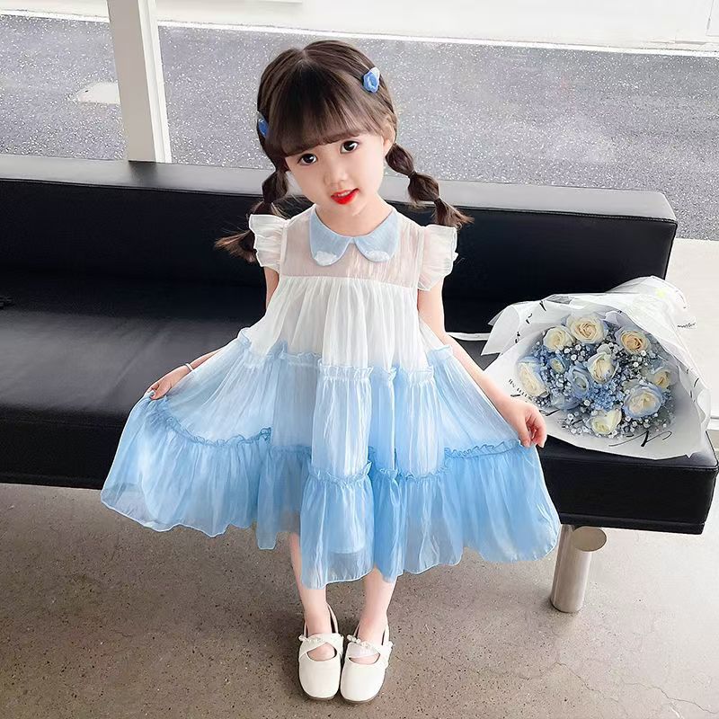 Summer new arrival: solid color korean style trendy girls' short-sleeve dress - available in three colors - kids' princess dress