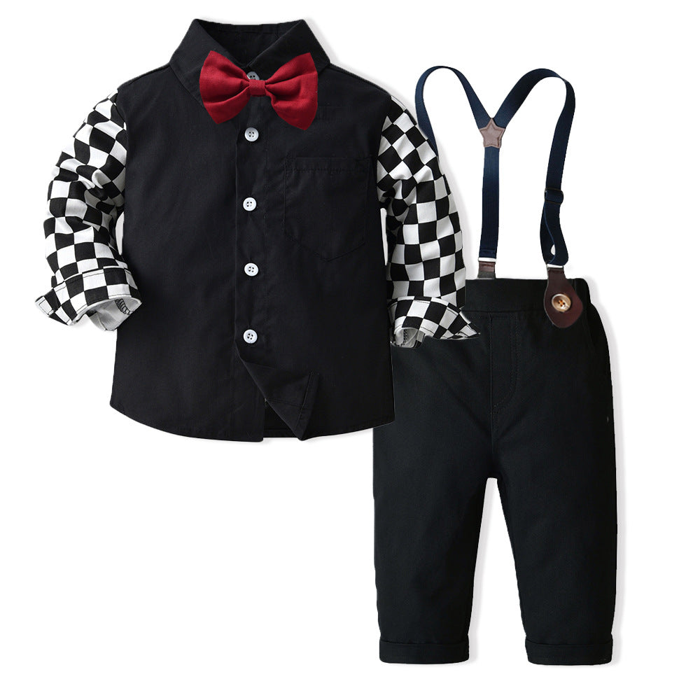 Fashionexportchildren's clothing hideyoshi new arrivallong sleevesshirtoverallsdinosaur printingone year old dress kidssuit