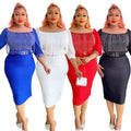 European and american fashion women's workwear elegant bodycon skirt african   plus size tassel dress