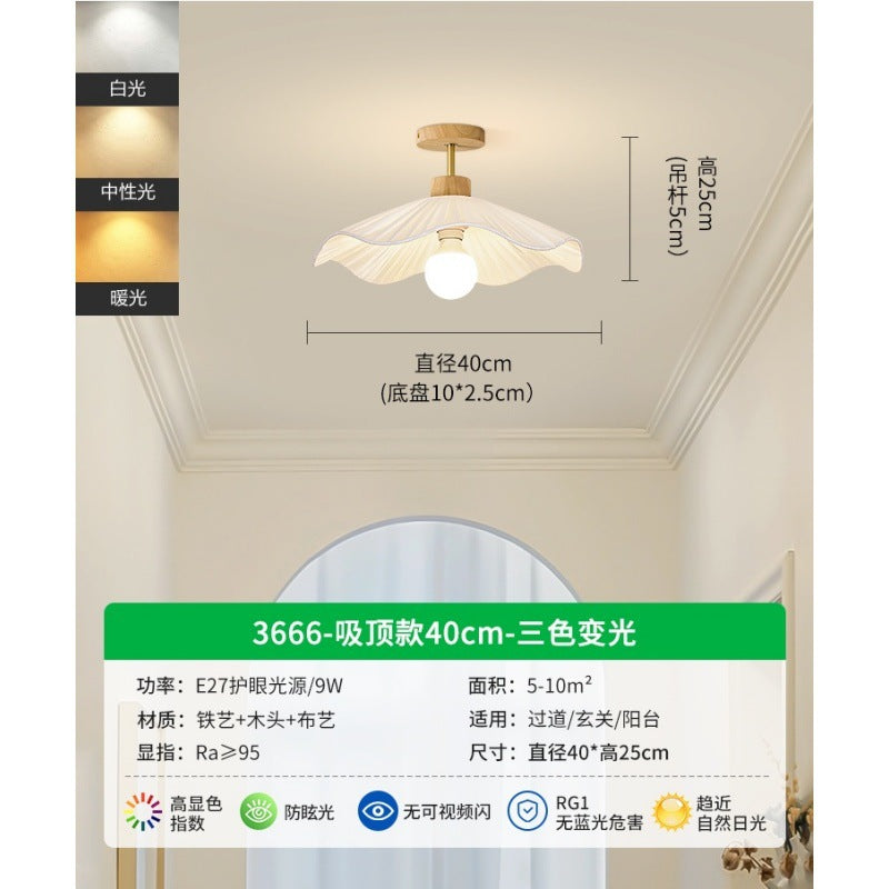 Aisle Corridor Light Cream Wind Ceiling Light Modern Simple Bedroom Room Light Log Entrance Balcony Lighting E