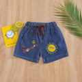 Kids' shorts, boys' denim shorts, casual printed cartoon loose fit thin korean style pants, trendy children's clothing for little boys
