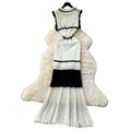 Korean style women's summer dress: soft & chic color block, flutter sleeves, cinched waist, slim fit, openwork crochet knit dress