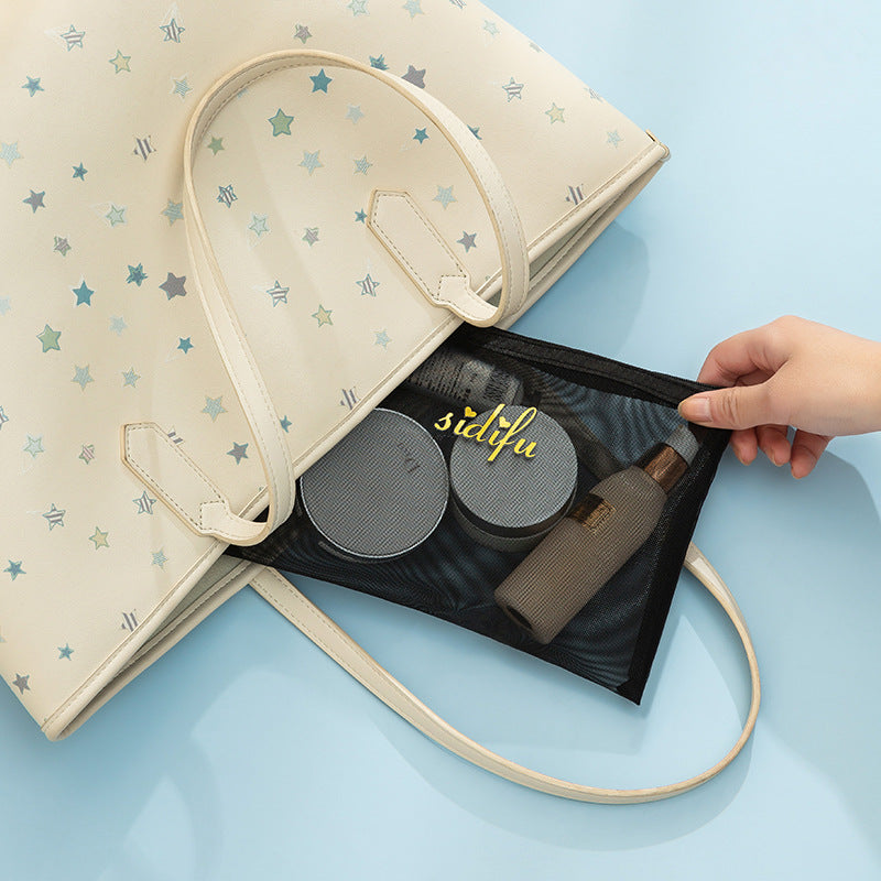 New cosmetic bag, simple cosmetic storage bag, multi-functional mesh large-capacity travel bag, large, medium and small three-piece set