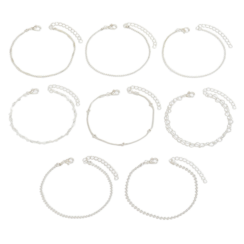 European and american cross-border jewelry: trendy & stylish alloy bracelet set for women - heart, round bead, and irregular bead designs - wholesale